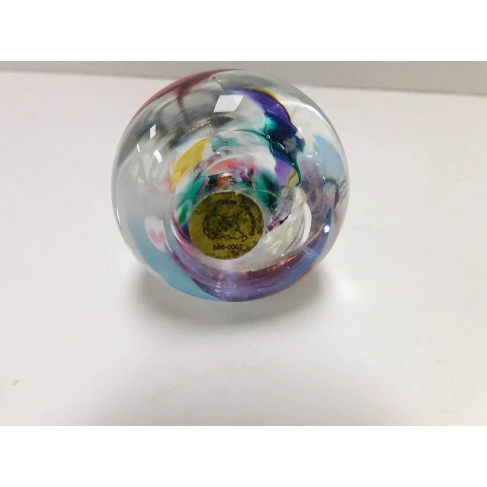 Glass Dimensions Art Glass Ring Holder Multi Color Swirl Paperweight DW709